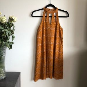 Pumpkin eyelash lace dress